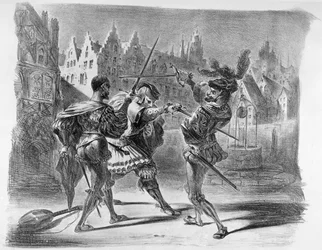 Duello tra Faust e Valentino, dal Faust di Goethe, dopo il 1828, illustrazione